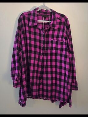 Lane Bryant Pink & Black Plaid Tunic Shirt